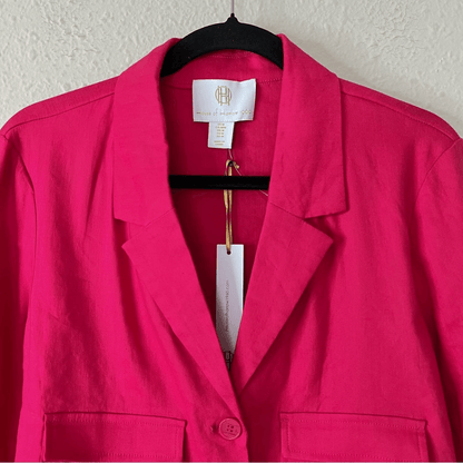 House of Harlow Linen Blend Blazer in Pink NEW Size Medium