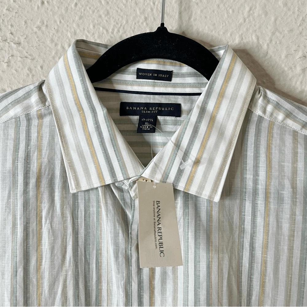 Banana Republic Men’s Linen Blend Striped Long Sleeve Button Down Shirt NEW XL