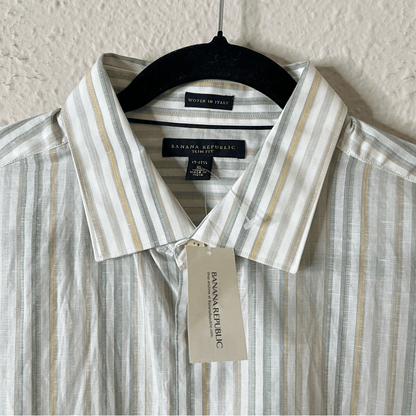 Banana Republic Men’s Linen Blend Striped Long Sleeve Button Down Shirt NEW XL