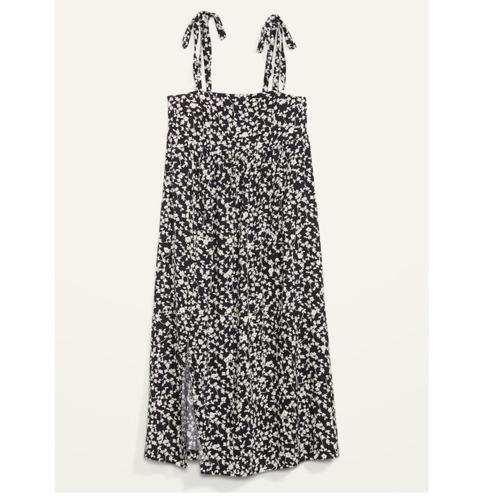 Old Navy Tie-Shoulder Floral-Print Split-Front Midi Swing Dress NEW Size XXL