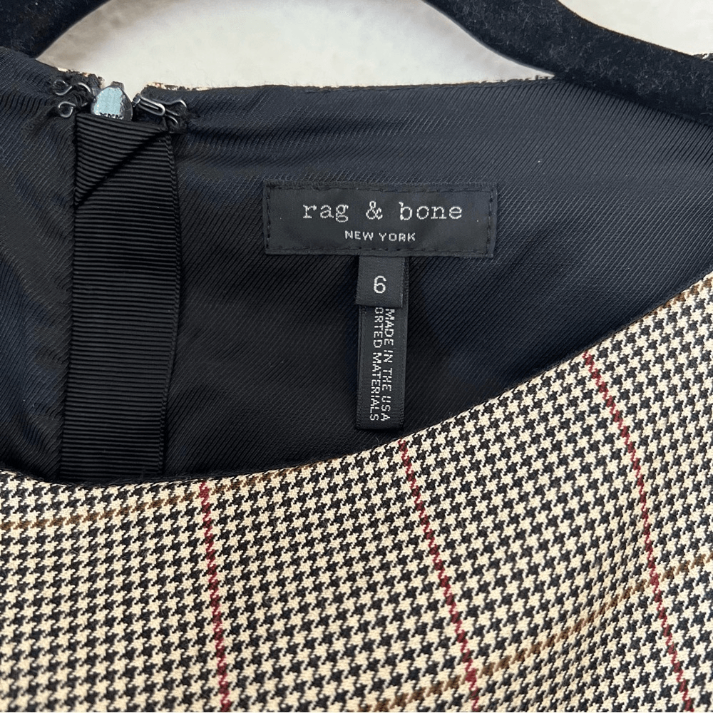 Rag & Bone Logan Houndstooth Wool Mini Sheath Dress Size 6