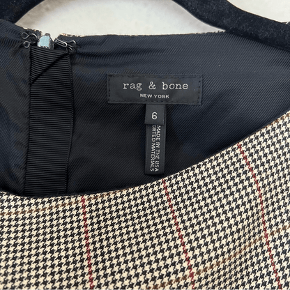 Rag & Bone Logan Houndstooth Wool Mini Sheath Dress Size 6