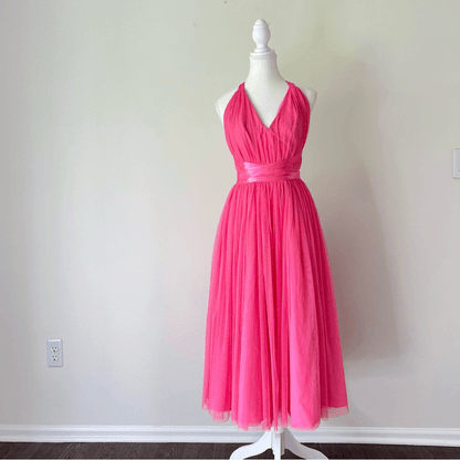 ASOS Tulle TuTu Halter Midi Dress NEW Size 4 Pink Prom Homecoming