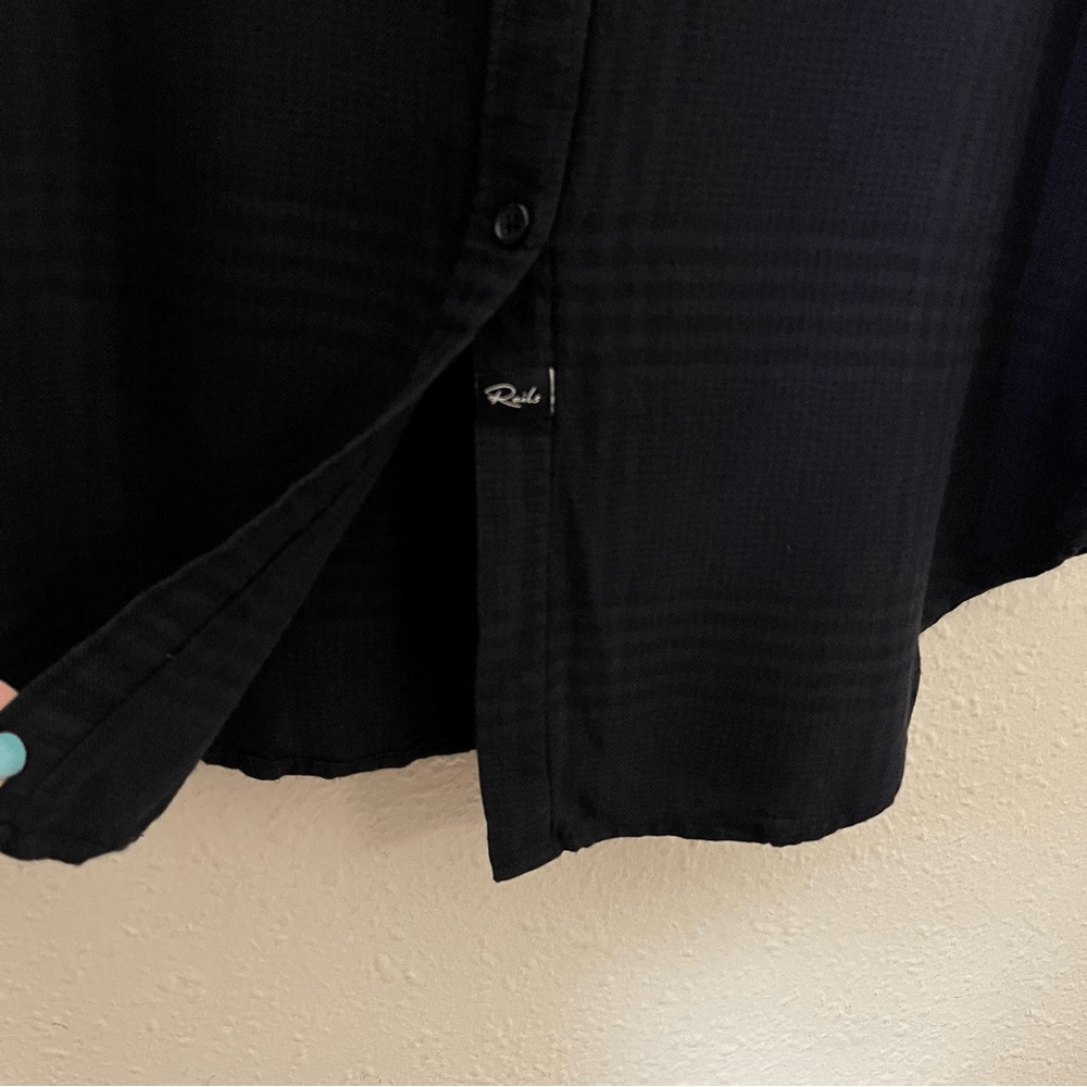 Rails Bianca Charcoal Shadow Plaid Flannel Shirt Dress Tunic Size Medium