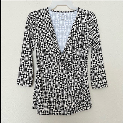 Talbots Surplice Wrap 3/4 Sleeves Blouse Top Size Small Petites
