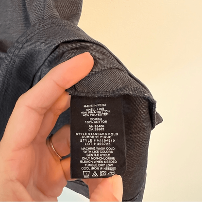 Theory Mens Cotton Polo Shirt Size Large in Dark Gray