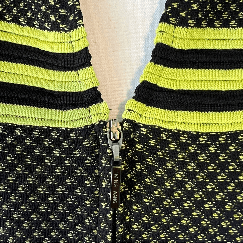 Ming Wang Striped Knit V-Neck Sweater Cardigan Jacket Plus Size Blue Green