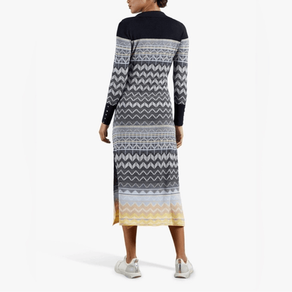 TED BAKER Holliis Chevron Sweater Knit Collared Polo Midi Dress