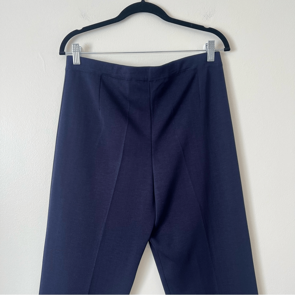 Ming Wang Straight Leg Knit Pull on Pants Navy Blue Size Large Petite