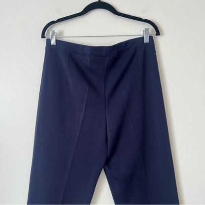 Ming Wang Straight Leg Knit Pull on Pants Navy Blue Size Large Petite