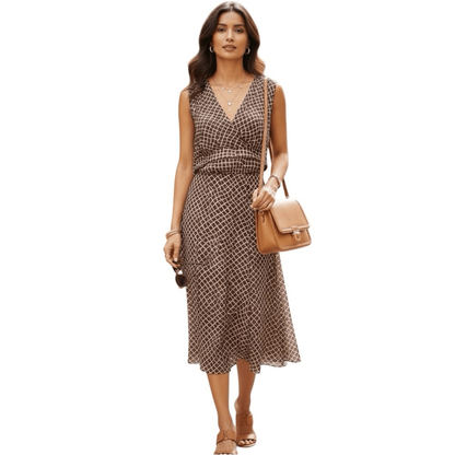 Pendleton Silk Geoprint 2 Piece Set NEW Sleeveless V-Neck Top & Midi Skirt Sz 8