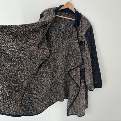 Ming Wang Black Open Front Cardigan Plus Size 3X Confetti Colorful Waterfall