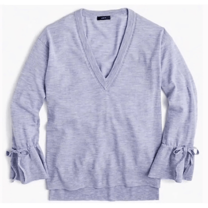 J. Crew 100% Merino Wool V-Neck Bell Sleeve Knit Sweater Size XXS