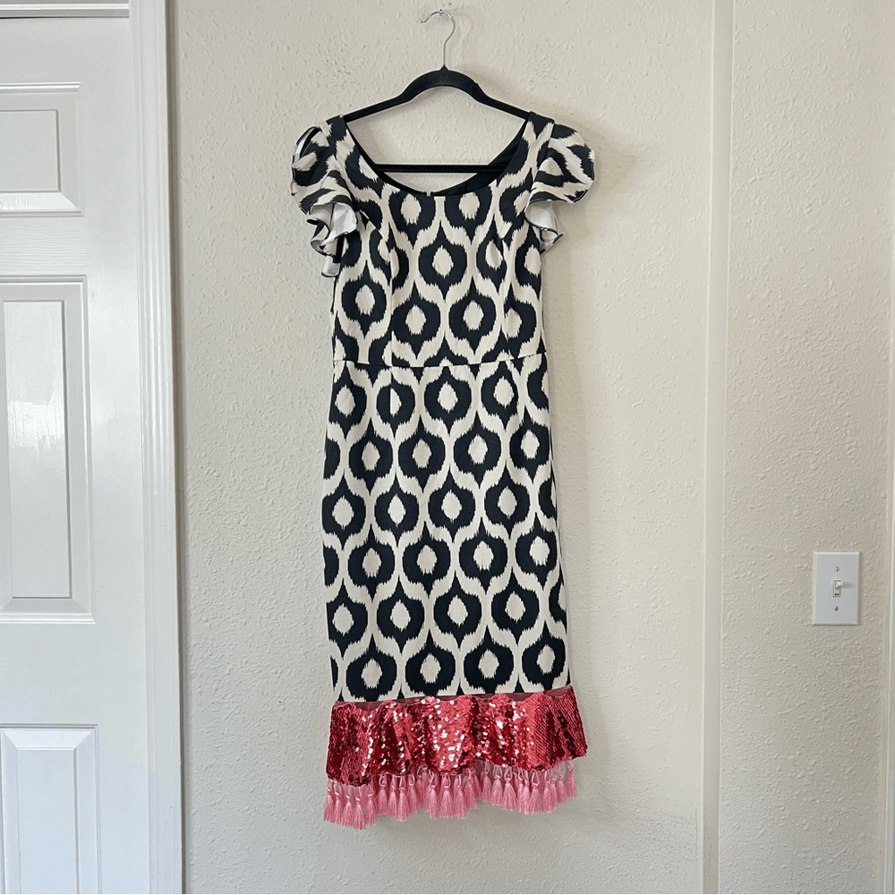 Sachin + Babi Ayran Midi Sequin Tassel Cocktail Dress NEW Size 4 (FLAWED)