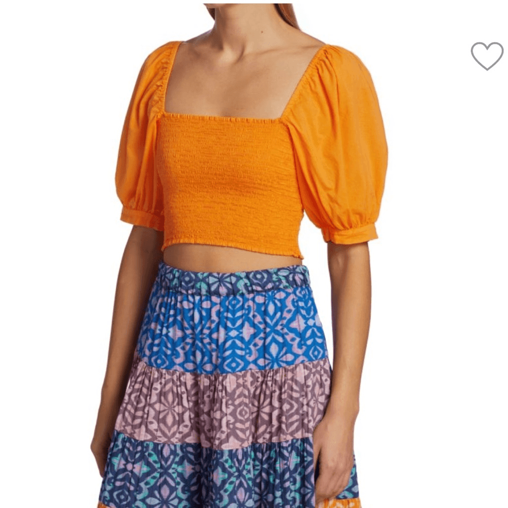 Xirena Issa Smocked Crop Top NEW in Orange Size Small