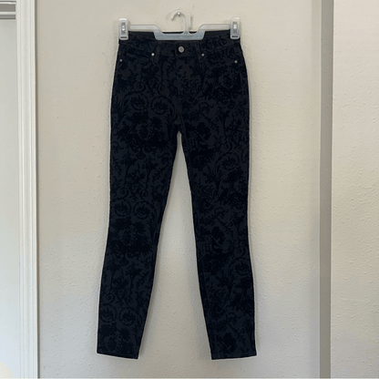 Paige Hoxton Floral Ankle Black Pants Size 26