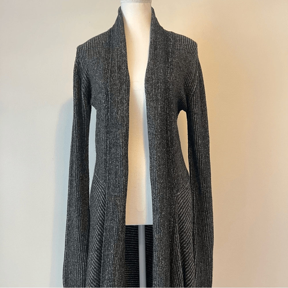 Cabi Cloak Black Marled Knit Longline Duster Cardigan Style #3530 Size Medium