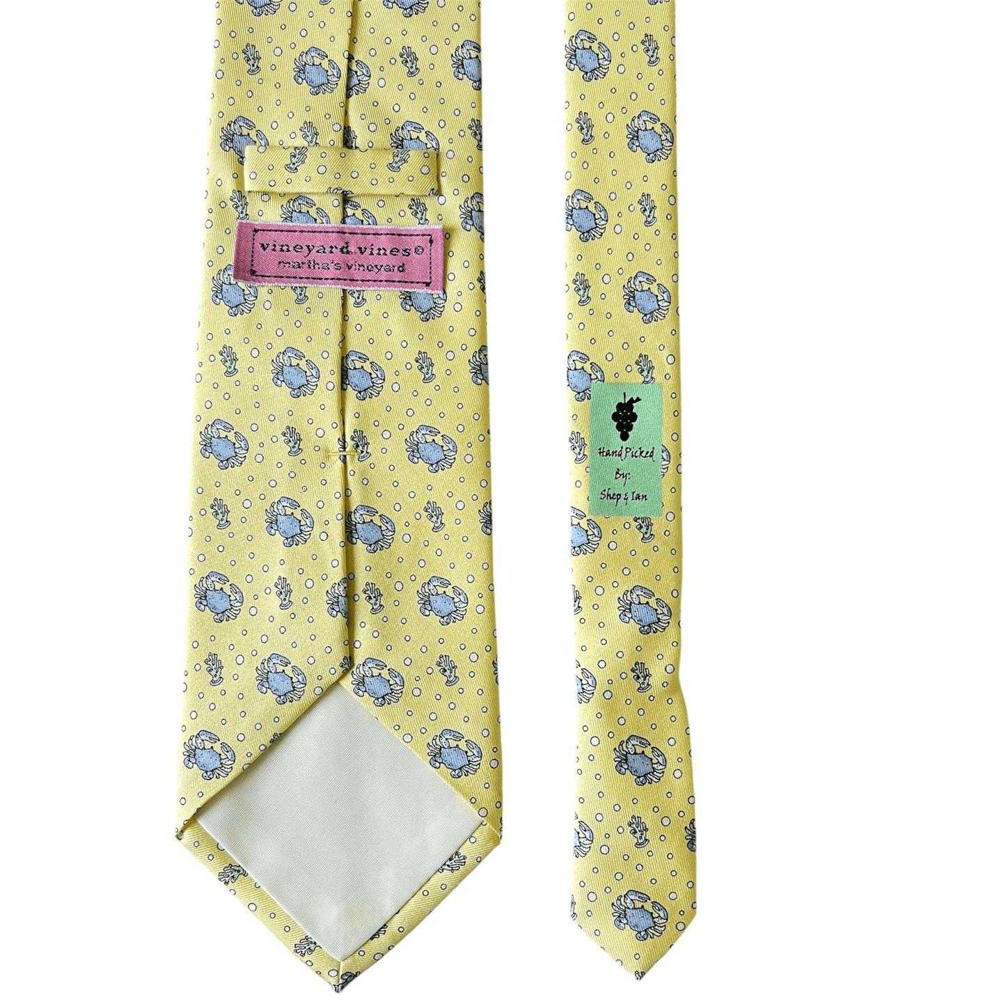Vineyard Vines Neck Tie Silk Yellow Crab Under The Sea Preppy Mens