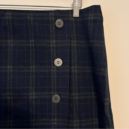 J.Jill Plaid Wrap Front Pull On Skirt NEW Size Medium Stretch Academia Career