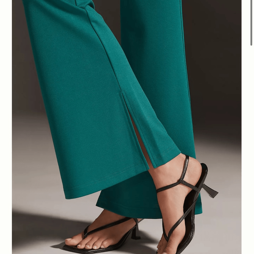 Anthropologie Flat White Flare Pants in Green NEW Size Medium