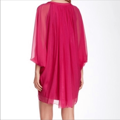 Diane von Furstenberg Fleurette Silk Dolman Sleeve Tunic Dress Mini NEW Size 6