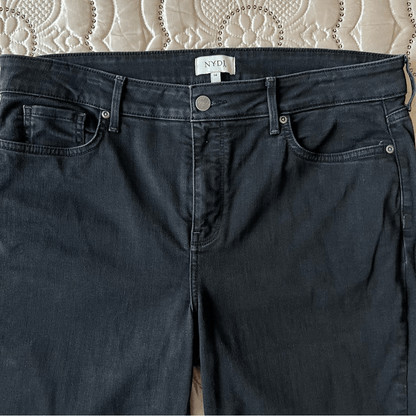 NYDJ Lift Tuck Tech Slim Straight Jeans in Black Size 14