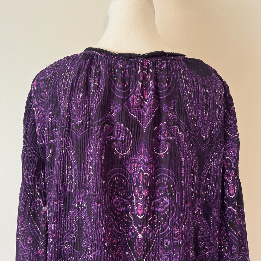 Catherines Affinity Chain Long Sleeve Blouse Top Size 1X Purple