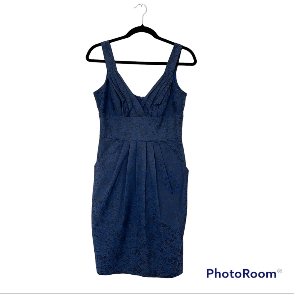 Bisou Bisou Navy Blue Sleeveless Derp V-neck Mini Cocktail Dress Size 4