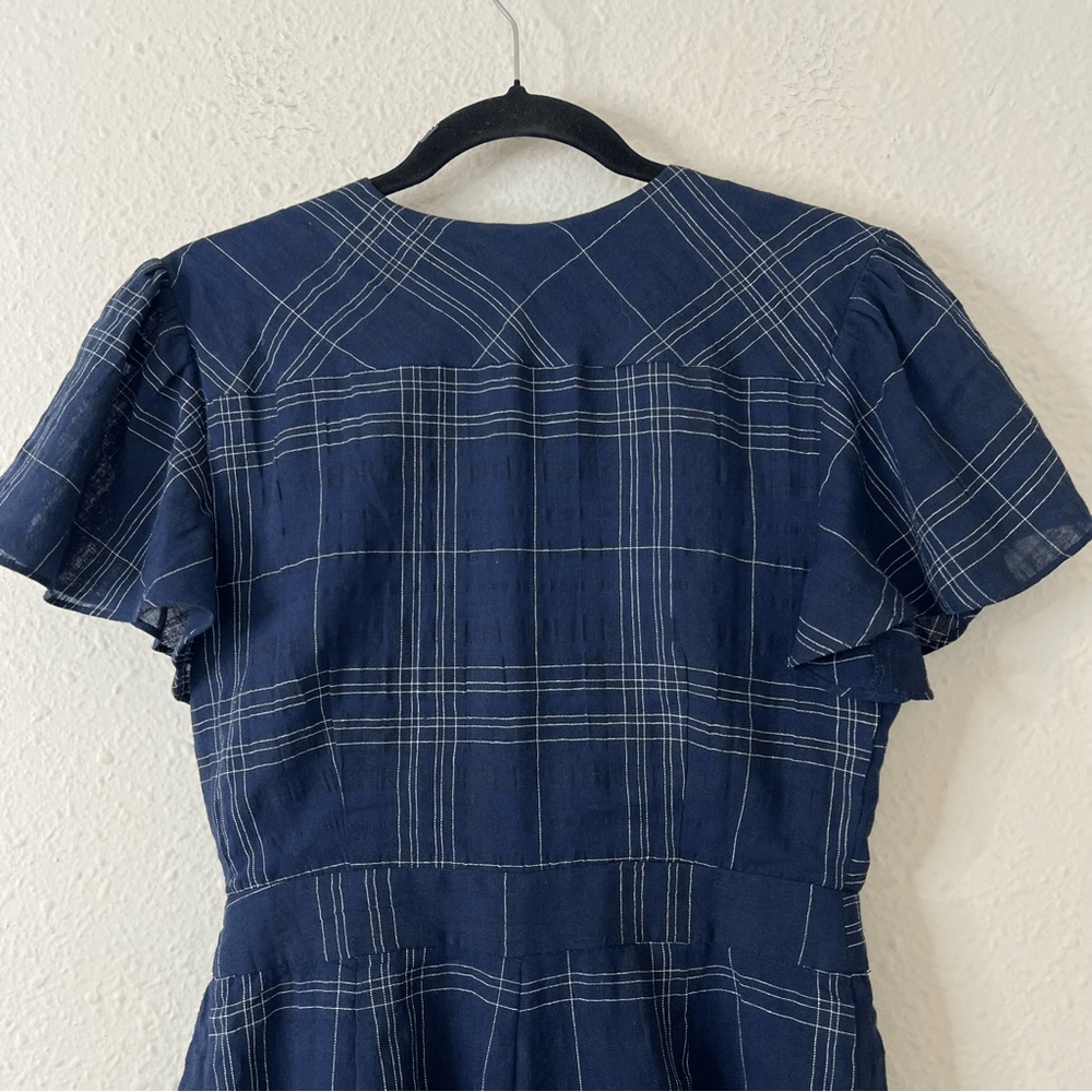 Anthropologie Greylin Misla Cotton Blend Wrap Plaid Romper  Size Small