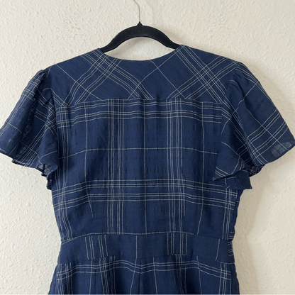 Anthropologie Greylin Misla Cotton Blend Wrap Plaid Romper  Size Small