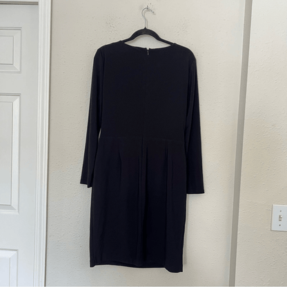 Lauren Ralph Lauren Alexie Long Sleeve Sheath Dress Size 14 Black and Gray