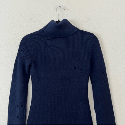 Lovers and Friends Keeney Mini Sweater Dress in Navy Blue NEW Size XS Wool Blend