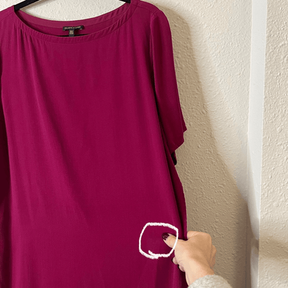 Eileen Fisher Asymmetrical Silk Shift Dress in Dark Fuschia Size Large