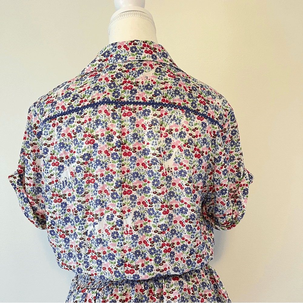 Poupette St Barth Branda Floral Tiered Shirt Mini Dress Size Medium
