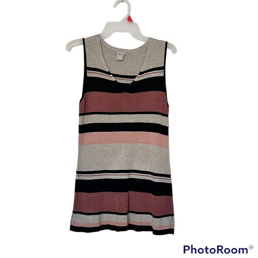 Chico’s Knit V-neck Sleeveless Striped Tank Top Size 0/Small