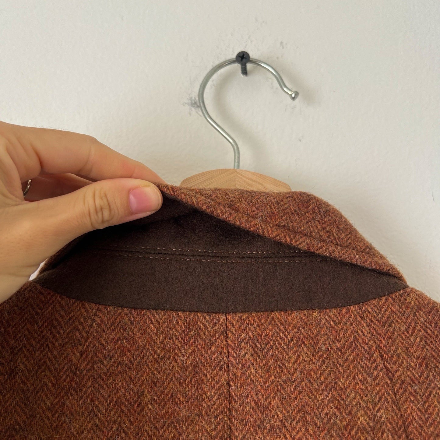 Talbots Shetland Herringbone Wool Blend Blazer Rust Brown Size 16 Classic Career