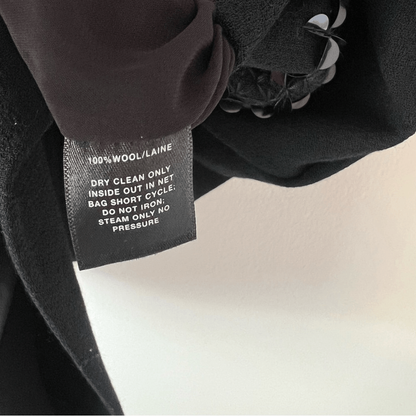 Lafayette 148 New York Giovanetta Embellished Black Dress Wool Size M