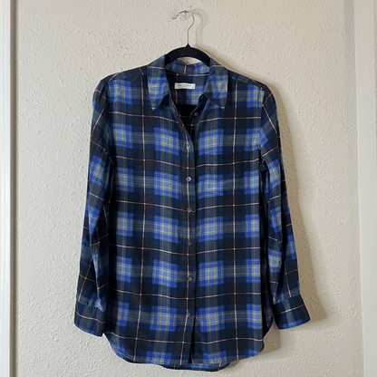 Equipment Femme Reese Plaid Silk Button Down Shirt Size XS