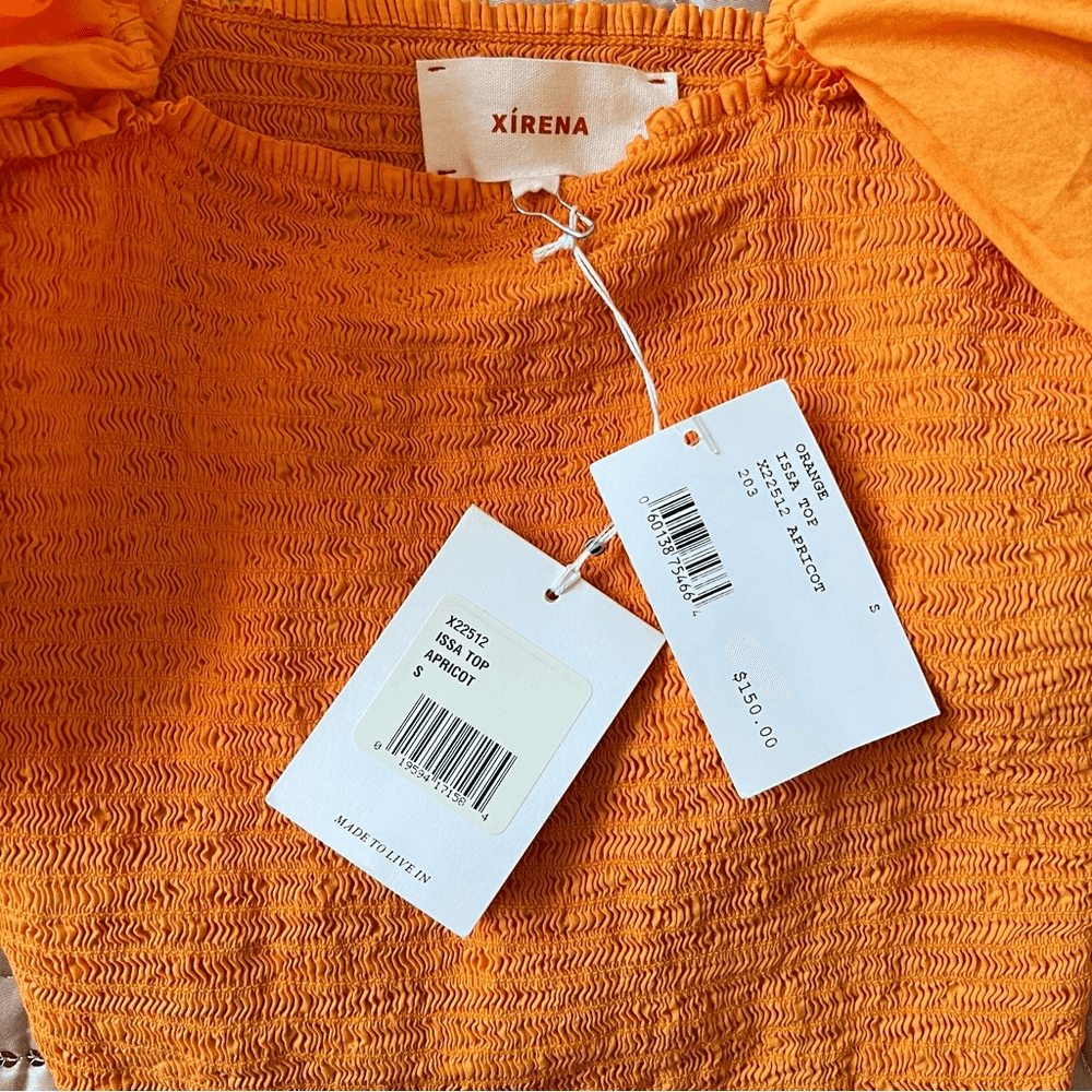 Xirena Issa Smocked Crop Top NEW in Orange Size Small