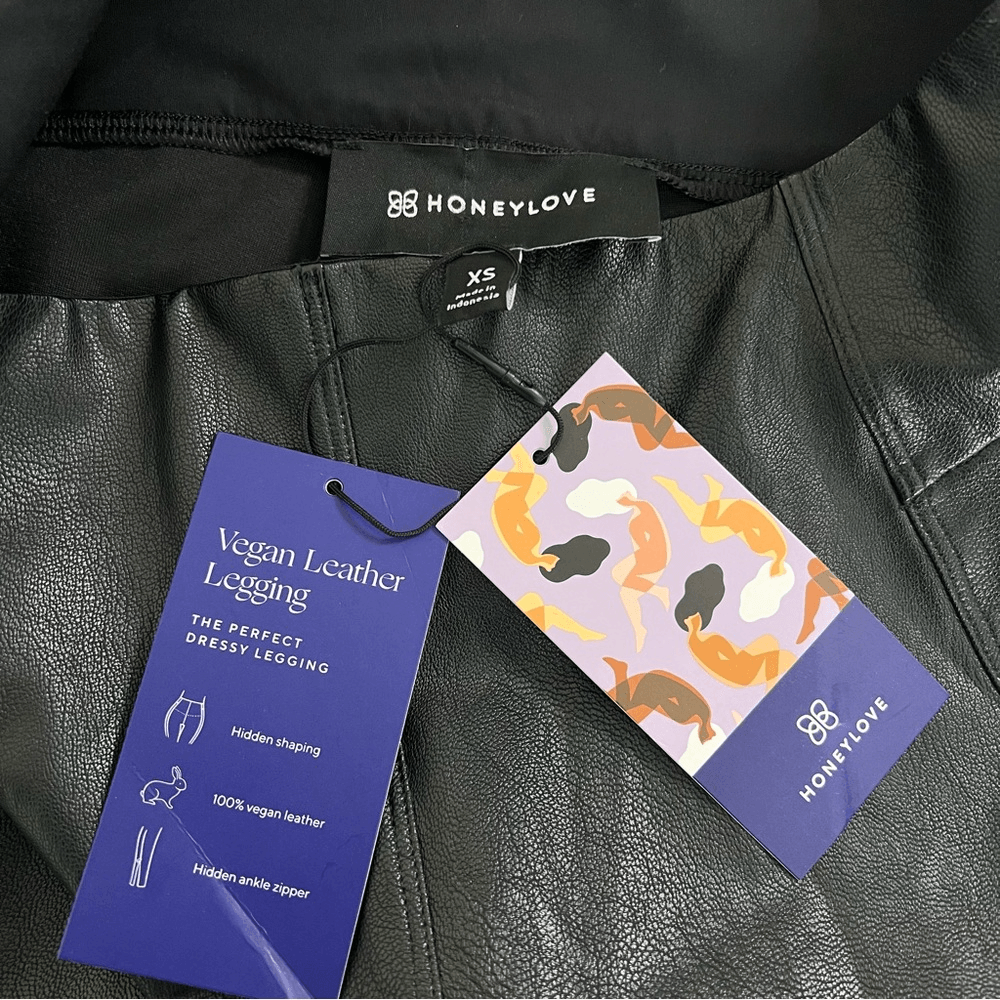 Honeylove Vegan Leather The Perfect Dressy Leggings XS NEW Black