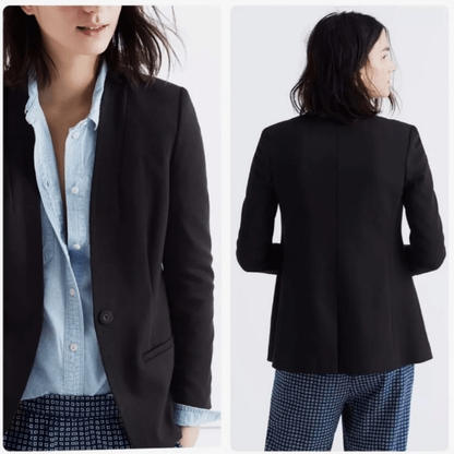 MADEWELL Black Blazer Modern Collarless Single Button Size 10