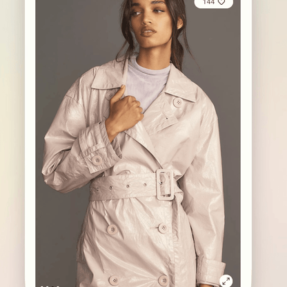 Anthropologie Maeve Patent Faux Leather Trench Coat NEW Size Medium