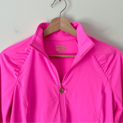 Lilly Pulitzer Luxletic Justine Top Half Zip Cropped Size M UPF 50+ Long Sleeve