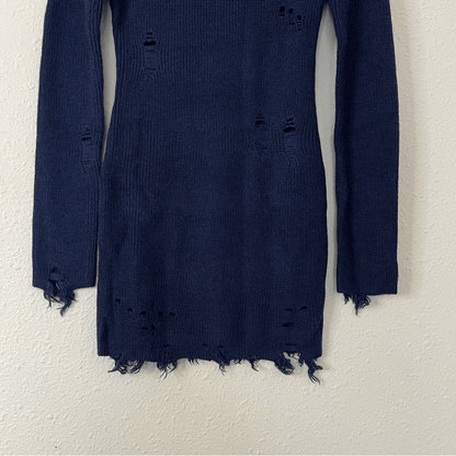 Lovers and Friends Keeney Mini Sweater Dress in Navy Blue NEW Size XS Wool Blend