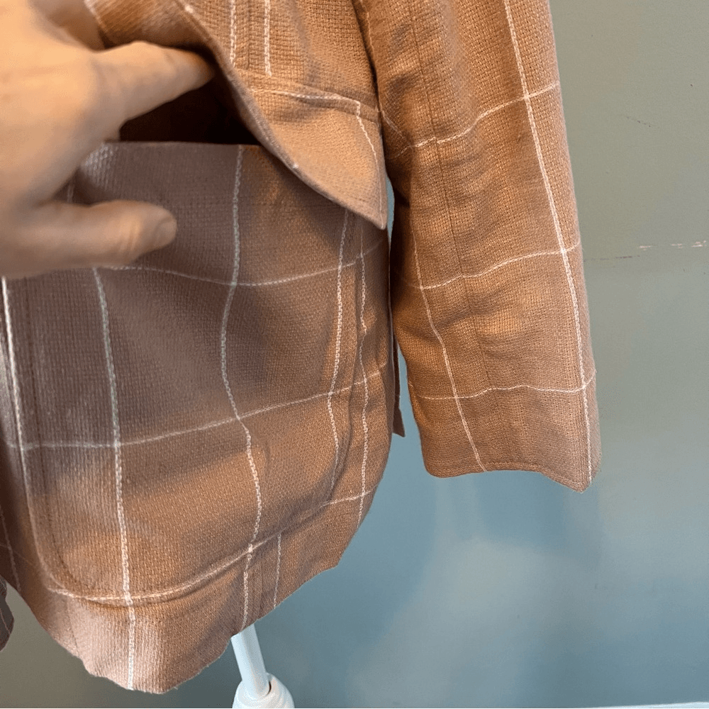Madewell Breezewoven Larsen Linen Blazer Windowpane Plaid Sandstone Beige / Tan