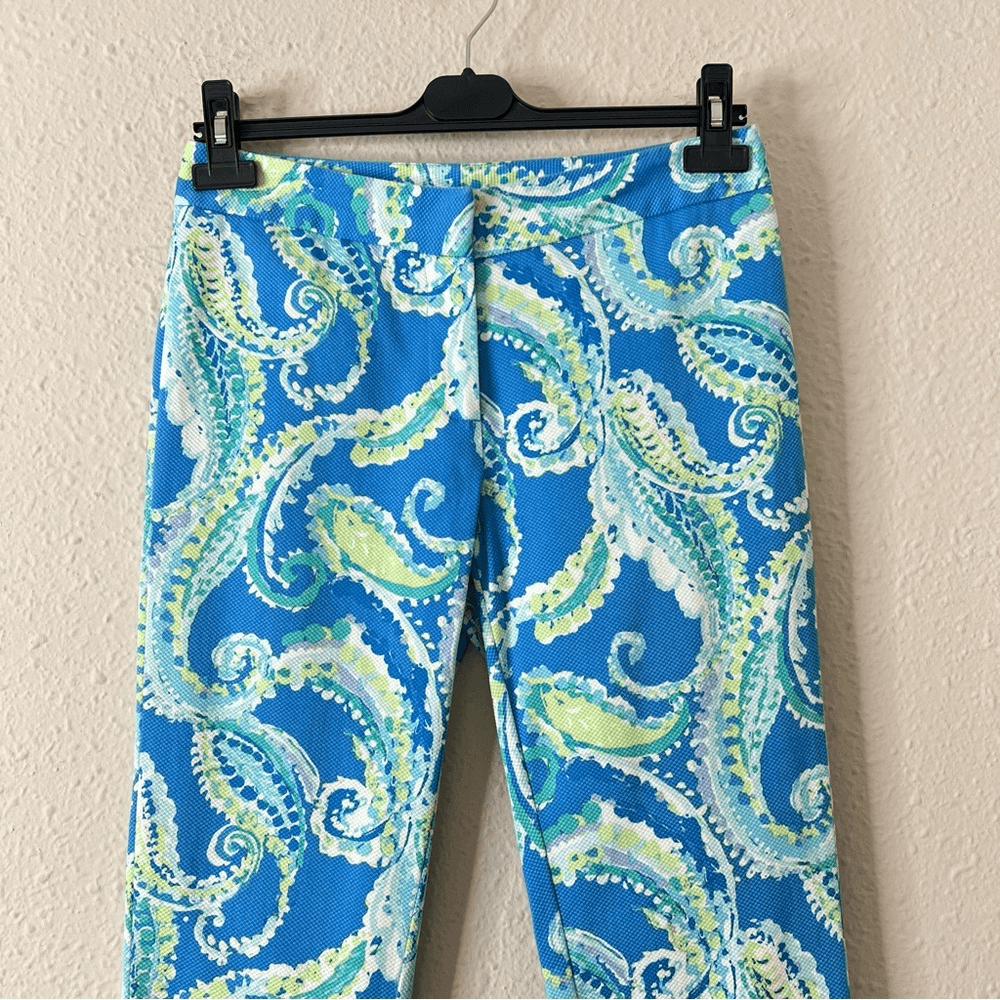 J. McLaughlin Portman Slim Fit Watercolor Paisley Pique Cotton Crop Pant Size 2