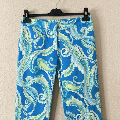 J. McLaughlin Portman Slim Fit Watercolor Paisley Pique Cotton Crop Pant Size 2