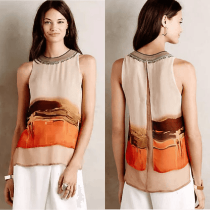 Anthropologie Blank London High Desert Shell Sleeveless Blouse Top  Large