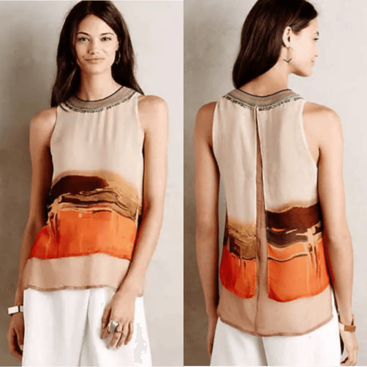 Anthropologie Blank London High Desert Shell Sleeveless Blouse Top  Large