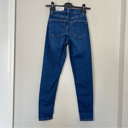 Topshop Moto Jamie High Waist Ankle Grazer Medium Wash Skinny Jeans NEW Size 25